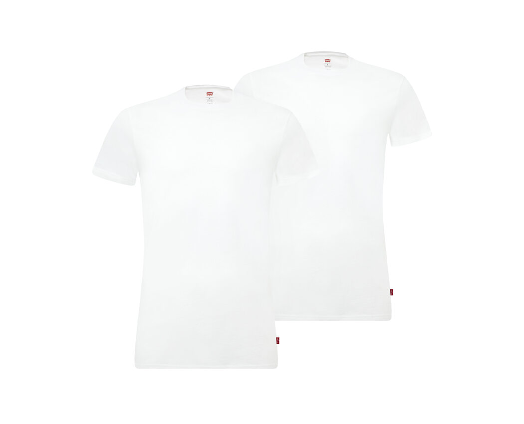 Levis Men 2pk Solid Crew T-Shirt White Large 